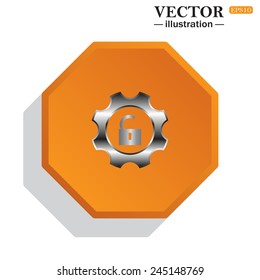Yellow polyhedron on a white background with shadow, unlock settings , vector illustration, EPS 10