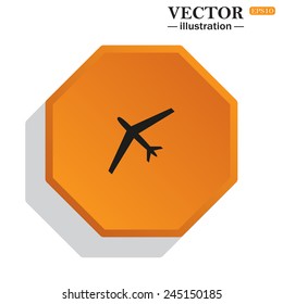 Yellow polyhedron on a white background with shadow, plane, vector, EPS 10
