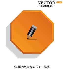 Yellow polyhedron on a white background with shadow,  pencil, vector, EPS 10