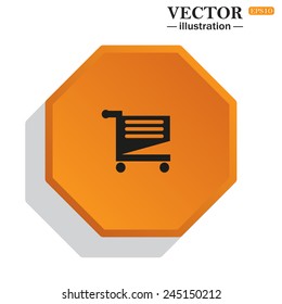 Yellow polyhedron on a white background with shadow, Shoping basket , vector illustration, EPS 10