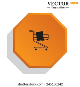 Yellow polyhedron on a white background with shadow, Shoping basket , vector illustration, EPS 10