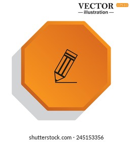 Yellow polyhedron on a white background with shadow, black pencil, vector, EPS 10