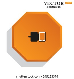 Yellow polyhedron on a white background with shadow, Case for phone , vector illustration, EPS 10