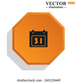Yellow polyhedron on a white background with shadow, Calendar, vector illustration, EPS 10