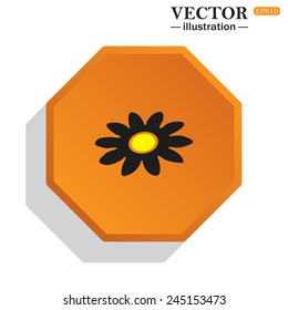 Yellow polyhedron on a white background with shadow, daisy,vector illustration, EPS 10
