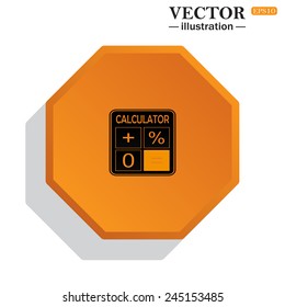 Yellow polyhedron on a white background with shadow, calculator, vector illustration, EPS 10