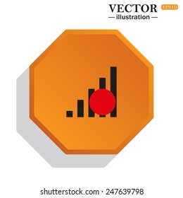 Yellow polyhedron on a white background with shadow, no signal, poor signal strength, signal strength indicator, vector illustration, EPS 10