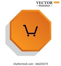 Yellow polyhedron on a white background with shadow.  put in shopping cart , vector illustration, EPS 10