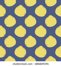 Yellow pomelo , seamless pattern on a blue background.