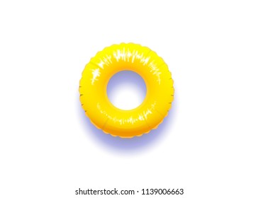 Yellow pool float with real shadow isolated in white background. Vector illustration