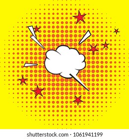Yellow pop art background. Bright animated background with stars for inscriptions. Vector illustration.

