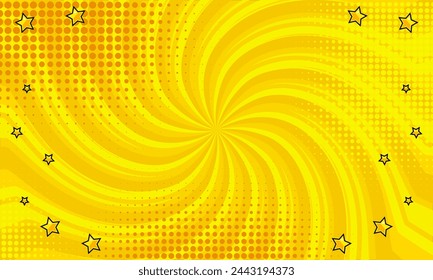 Yellow pop art comic background with stars