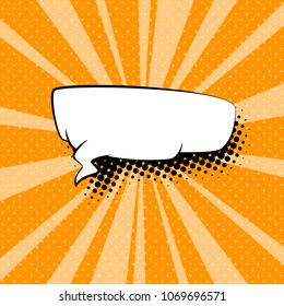 Yellow Pop Art Retro Background with Sun's Rays and Speech Bubble, Vector Illustration