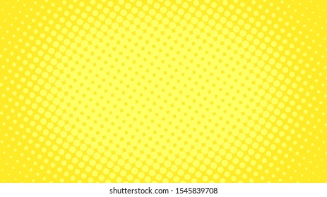 Yellow pop art retro background with halftone dots in comic style, vector illustration eps10