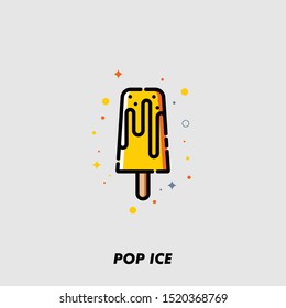Yellow Pop ice cream Line icon minimalist, simple and solid vector sign, linear and filled outline logo design illustration