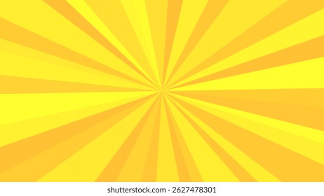 Yellow pop sunburst background. Pop bright concentration line background and promotional template.