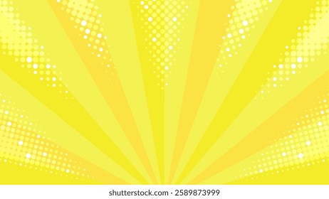 Yellow pop-art lower sunburst background vector illustration
