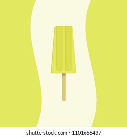 Yellow popsicle ice cream. Summer background poster.