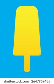 Yellow popsicle on blue background, flat style. Yummy ice cream fruit popsicle, summer time concept. Lemon Ice cream icon, frozen dessert refreshing at hot days. Vector illustration EPS 10 