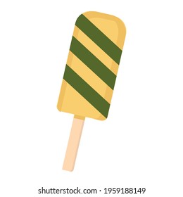 Yellow popsicle striped in summer weather on a white background
