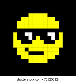 Yellow Popular Cartoon Face Pixel Art Background