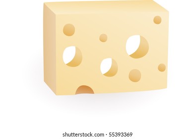 yellow porous cheese food with holes - vector illustration