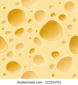 Yellow porous cheese seamless texture. Vector.