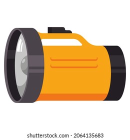 Yellow portable flashlight vector cartoon illustration isolated on a white background.
