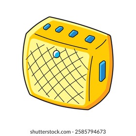 Yellow portable wireless speaker isolated vector illustration