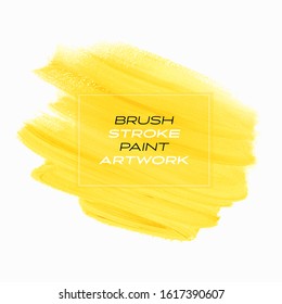 Yellow positive paint abstract background. Brush stroke texture design poster vector. Perfect paint design for headline, logo and sale banner.
