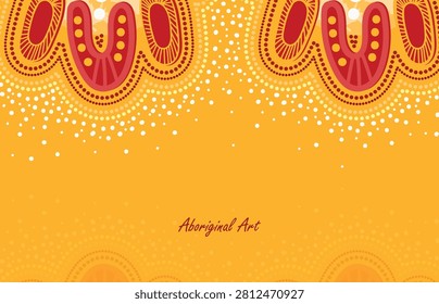 Yellow poster background with aboriginal vector artwork
