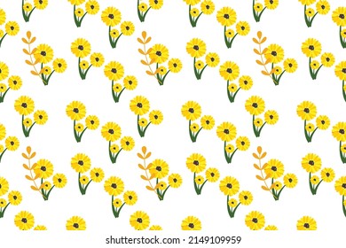 yellow poster background with flower and leaf vector illustration design. Exotic tropical art print for travel and holiday, fabric, fashion, summer and many more