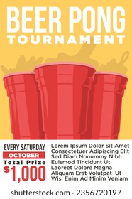 yellow poster of beer pong vector illustration poster template