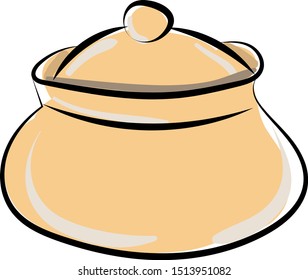 Yellow pot, illustration, vector on white background.