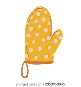 Yellow potholder mitt isolated on white background. Hand drawing. Vector illustration