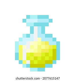 Yellow potion pixel art. Vector Picture. 