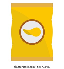 Yellow pouch of potato chips icon flat isolated on white background vector illustration