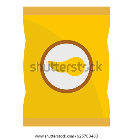 Yellow pouch of potato chips icon flat isolated on white background vector illustration