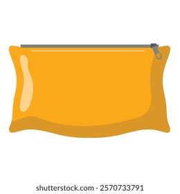 Yellow pouch wallet vector illustration, yellow purse with zipper clip art, flat design illustration, zip pouch wallet clipart