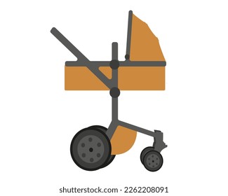 Pram amarillo. Ilustración vectorial plana