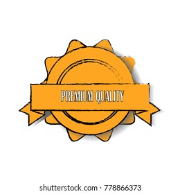yellow premium quality sticker sale label badge stamp banner isolated background