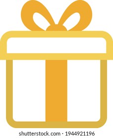 Yellow present with bow, illustration, vector on a white background