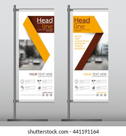 Yellow presentation abstract geometric background, modern publication x-banner and roll up, layout in rectangle.