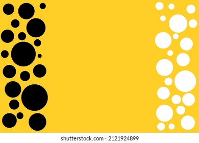 Yellow presentation background with black and white circles falling down the sides