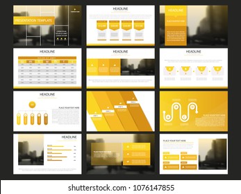 Yellow presentation Infographic elements template flat design set for brochure flyer leaflet