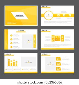 Yellow presentation template Infographic elements flat design set for brochure flyer leaflet marketing advertising