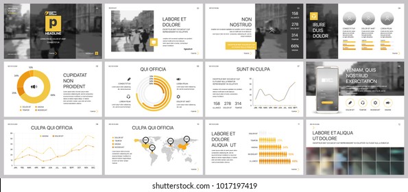 Yellow presentation templates elements on a white background. Vector infographics. Use in Presentation, flyer and leaflet, corporate report, marketing, advertising, annual report, banner.