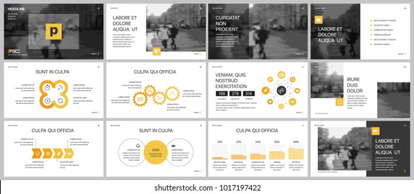 Yellow presentation templates elements on a white background. Vector infographics. Use in Presentation, flyer and leaflet, corporate report, marketing, advertising, annual report, banner.