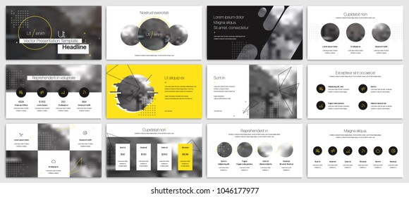 Yellow presentation templates elements on a white background. Vector infographics. Use in Presentation, flyer and leaflet, corporate report, marketing, advertising, annual report, banner.