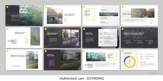 Yellow presentation templates elements on a white background. Vector infographics. Use in Presentation, flyer and leaflet, corporate report, marketing, advertising, annual report, banner.